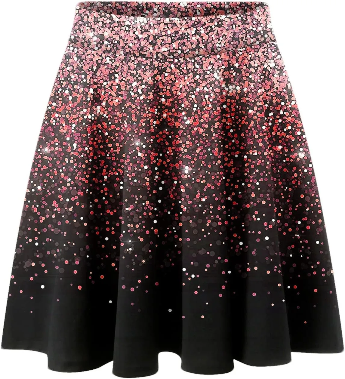 Women's Sequin Pleated Skirts Bodycon Mini Skirts Elastic Waist Flared Metallic Skirts Stretchy Gradient (Red, XL)