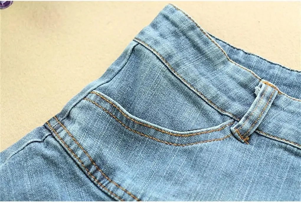 Women's Sexy Ruffle Pleated Denim Mini Skirts Y2K Low Waist A Line Summer Denim Skirts