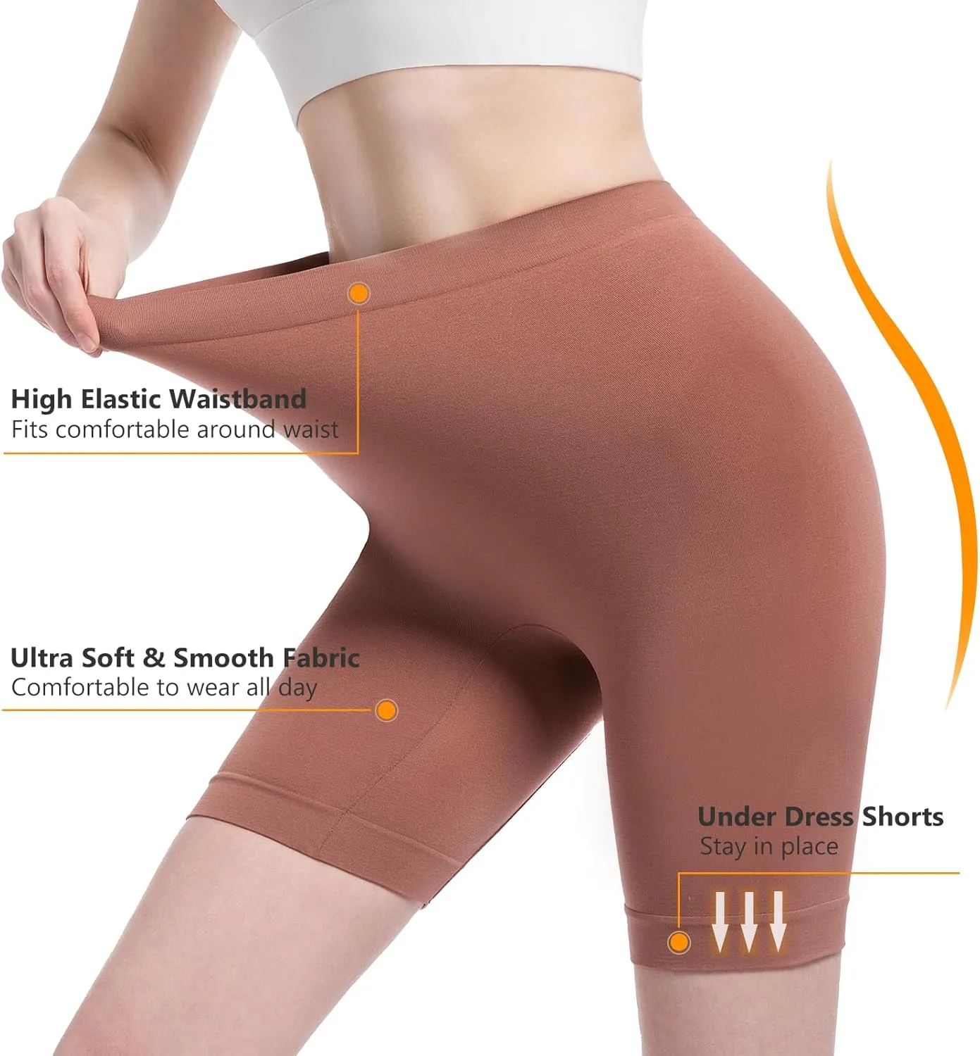 Women's Slip Shorts for Under Dresses Anti Chafing High Waisted Seamless Smooth Shorts