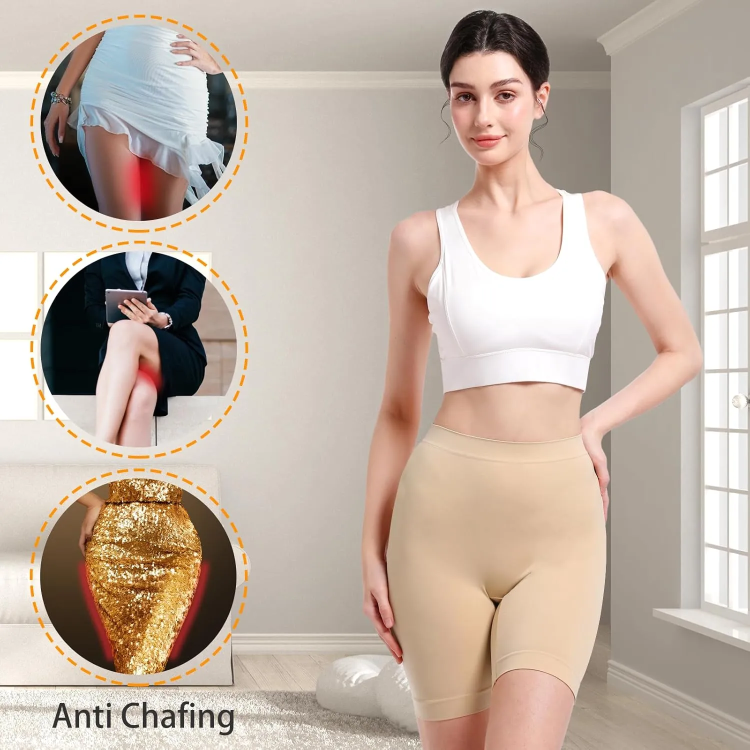 Women's Slip Shorts for Under Dresses Anti Chafing High Waisted Seamless Smooth Shorts