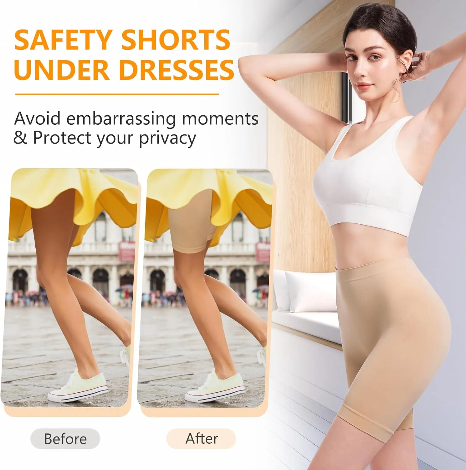 Women's Slip Shorts for Under Dresses Anti Chafing High Waisted Seamless Smooth Shorts