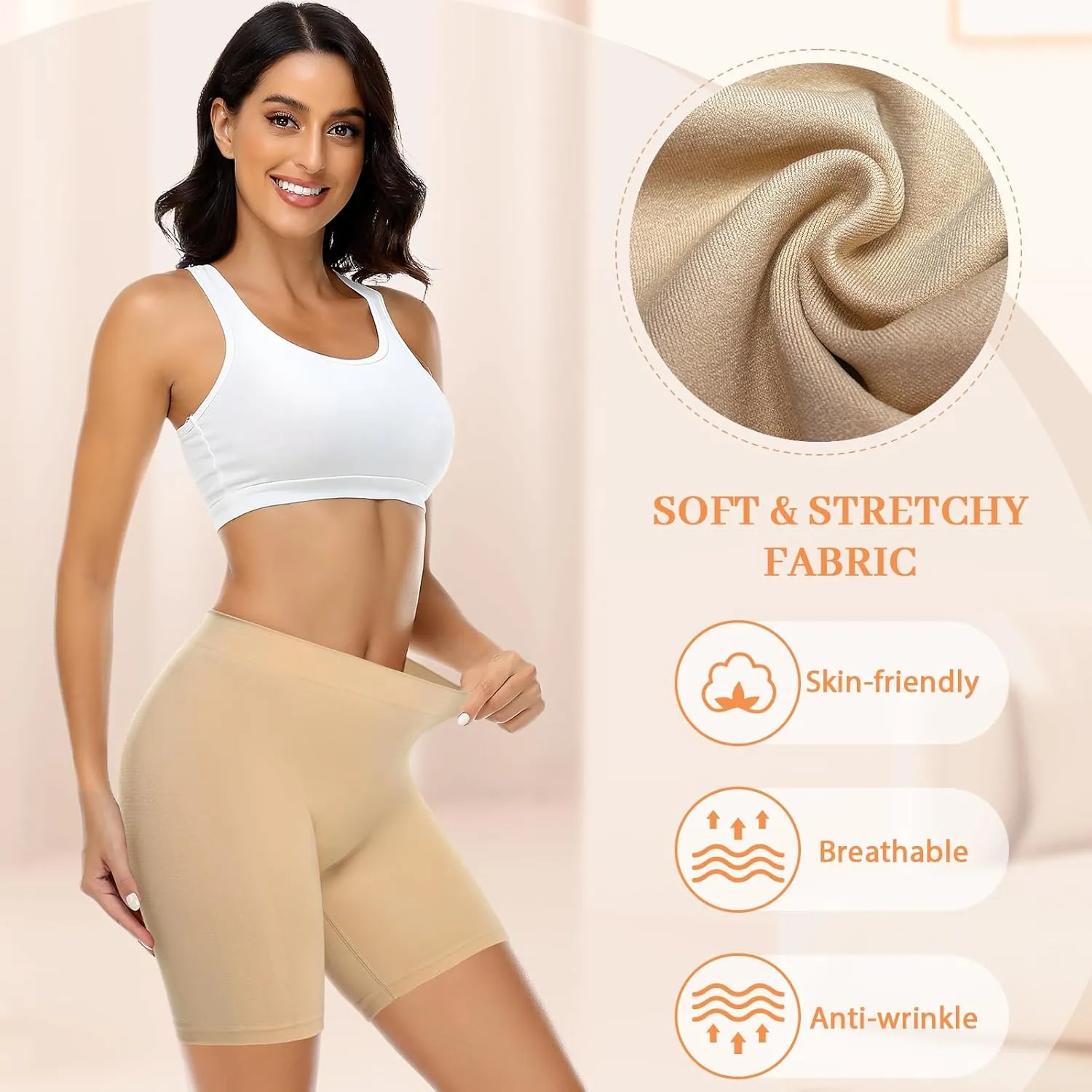 Womens Slip Shorts for Under Dresses Smooth Anti Chafing Underwear Seamless Safety Under Shorts