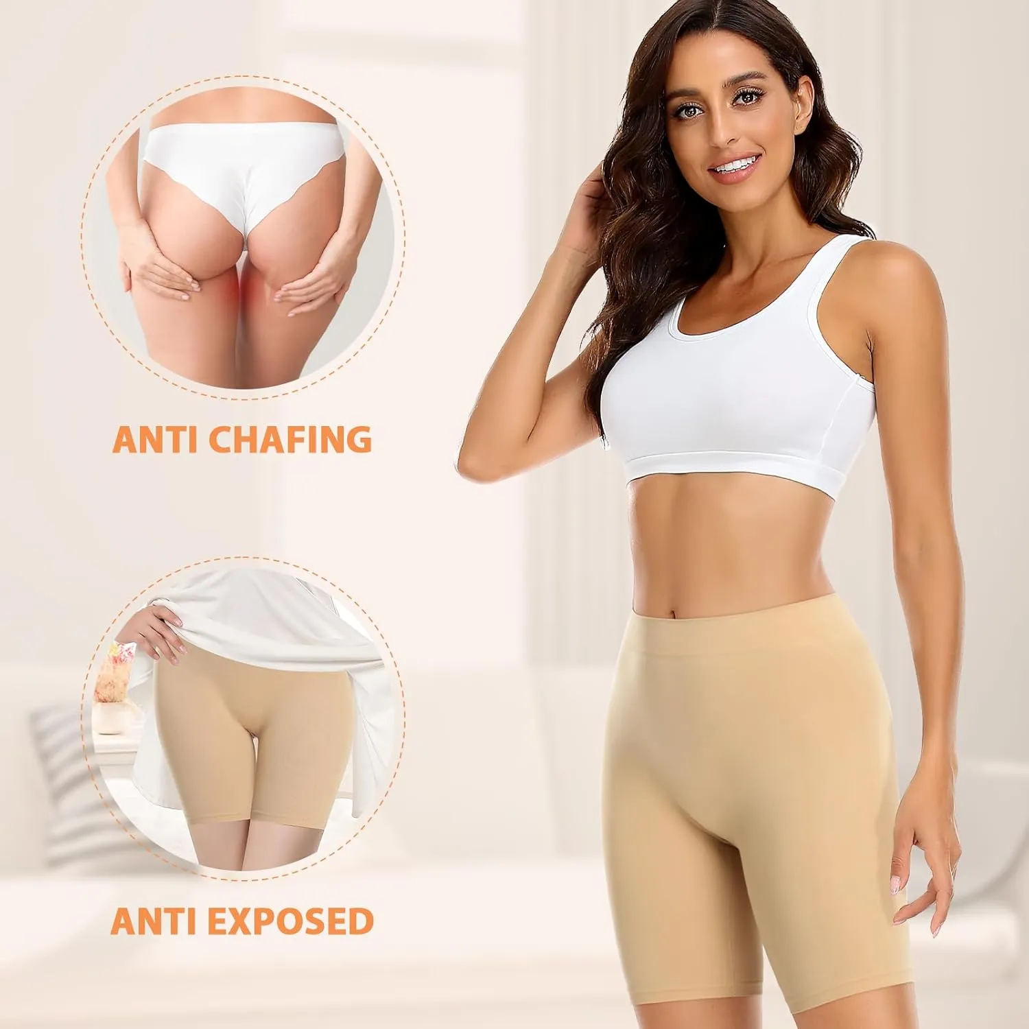 Womens Slip Shorts for Under Dresses Smooth Anti Chafing Underwear Seamless Safety Under Shorts