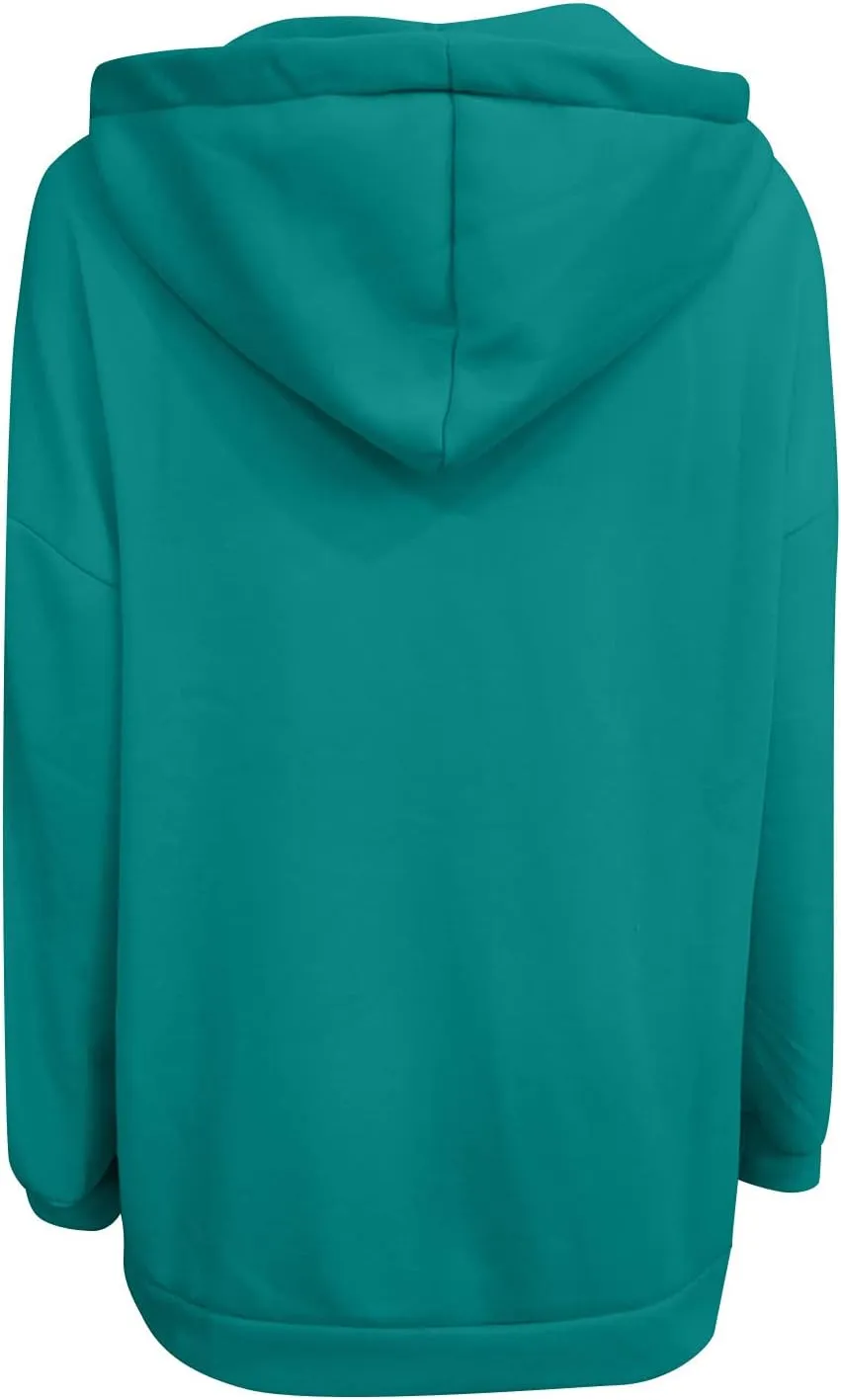 Women's Solid Color Hoodie Zip Up Long Sleeve Hooded Sweatshirts with Pockets Fall Winter Thin Long Coat Tops