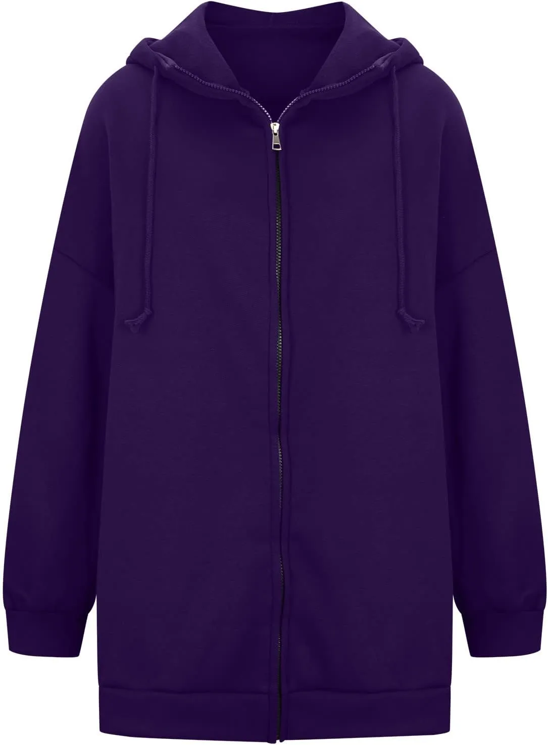 Women's Solid Color Hoodie Zip Up Long Sleeve Hooded Sweatshirts with Pockets Fall Winter Thin Long Coat Tops