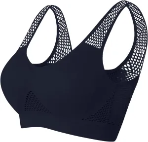 Women's Sports Bra with Mesh Comfort Supportive Exercise Stretchy Breathable Activewear Lightweight Sports Bralette