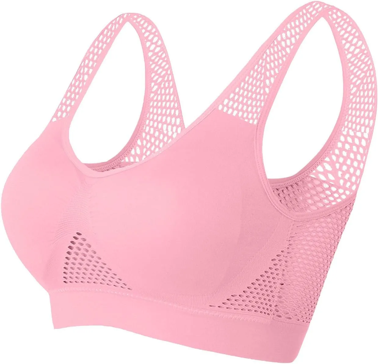Women's Sports Bra with Mesh Comfort Supportive Exercise Stretchy Breathable Activewear Lightweight Sports Bralette