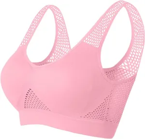 Women's Sports Bra with Mesh Comfort Supportive Exercise Stretchy Breathable Activewear Lightweight Sports Bralette
