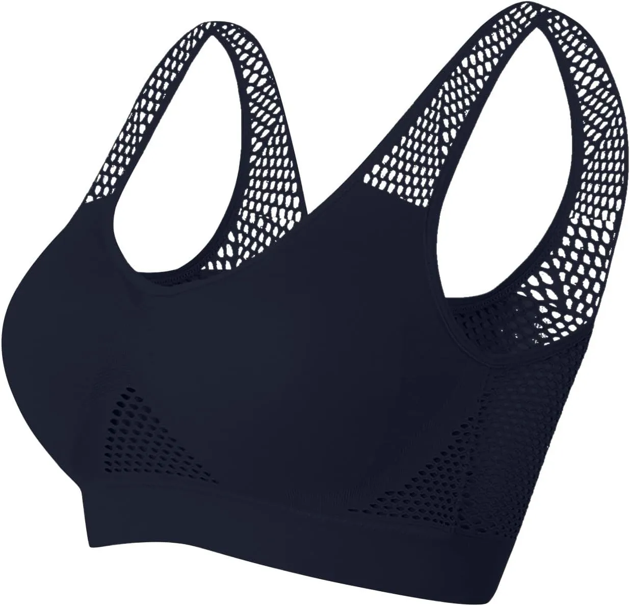 Women's Sports Bra with Mesh Comfort Supportive Exercise Stretchy Breathable Activewear Lightweight Sports Bralette