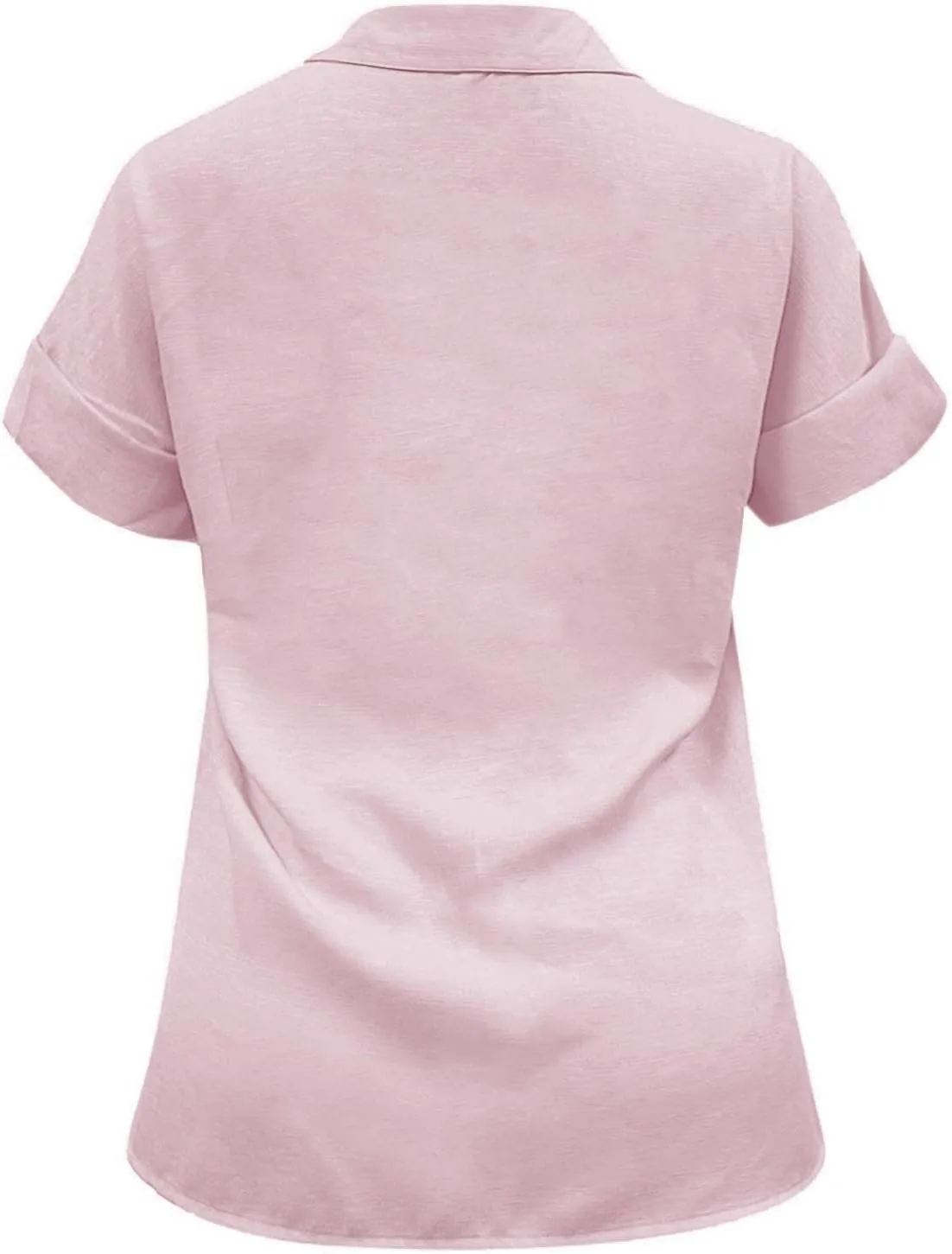 Womens Spring Linen Shirts Travel Going Out Short Sleeve Tops V Neck Gauze Button Vacation Loose Solid Tunic Blouses