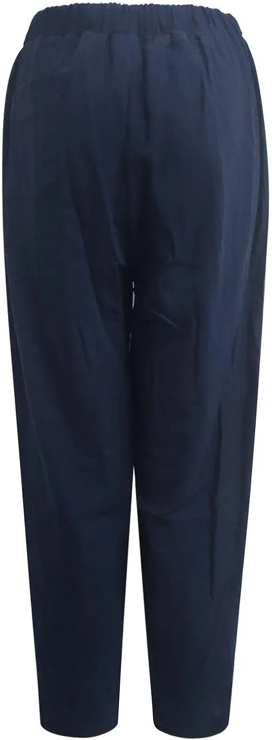Womens Summer Boho Business Casual Smocked High Waisted Cargo Summer Long Elephant Pants with Pockets Fashion 2025