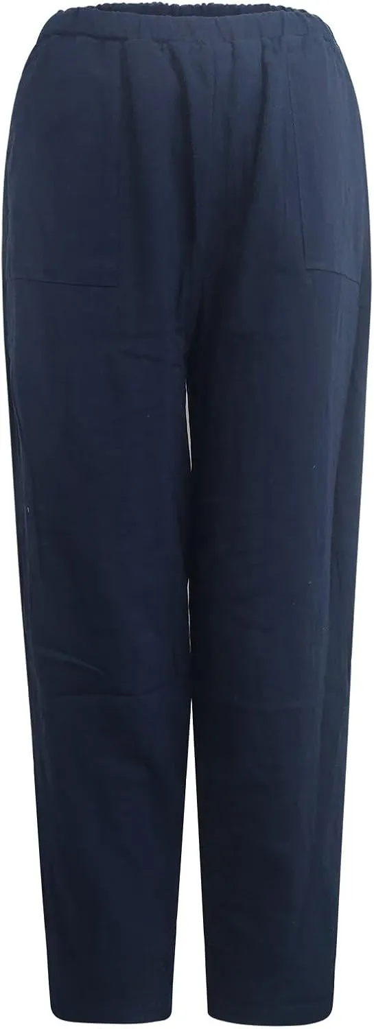 Womens Summer Boho Business Casual Smocked High Waisted Cargo Summer Long Elephant Pants with Pockets Fashion 2025
