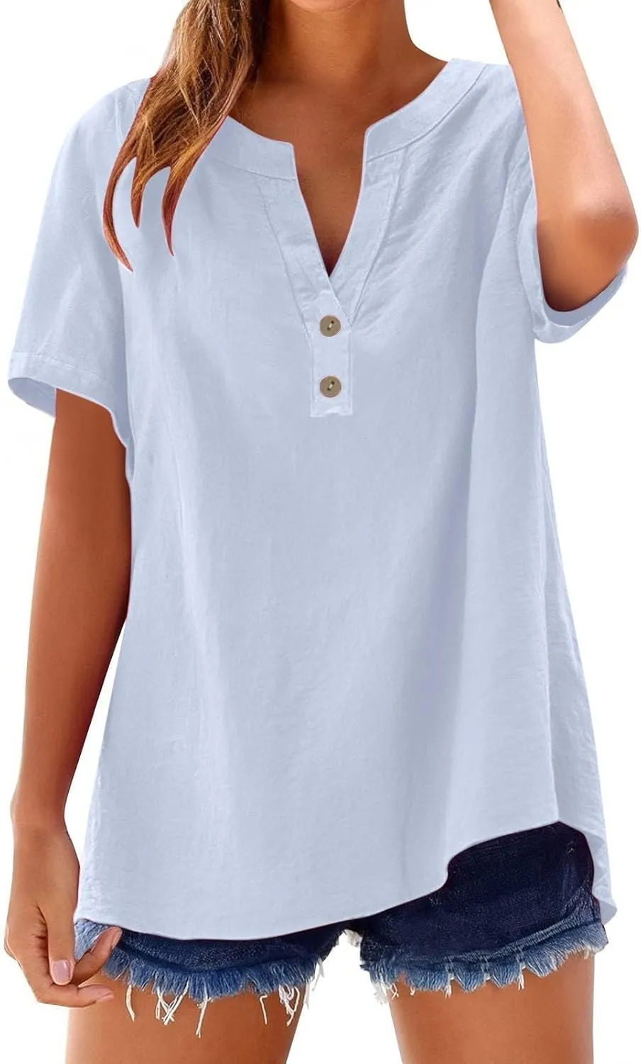 Women's Summer Linen Blouse - Non-See Through Button-Up Tank, Wrinkle Resistant