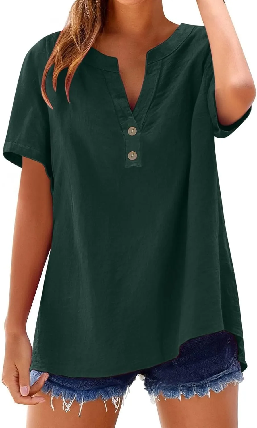 Women's Summer Linen Blouse - Non-See Through Button-Up Tank, Wrinkle Resistant