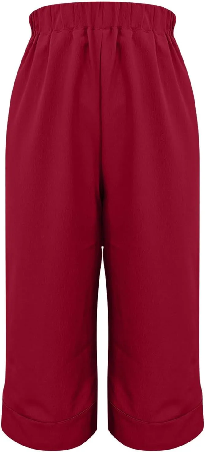 Womens Summer Pants Linen Casual Capris for Loose Fit Solid Color Pants Plus Size Loose Pants Dressy Flowz Pants