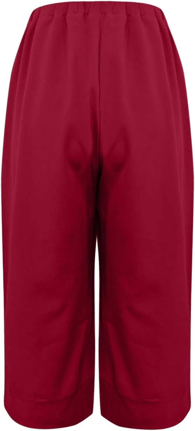 Womens Summer Pants Linen Casual Capris for Loose Fit Solid Color Pants Plus Size Loose Pants Dressy Flowz Pants