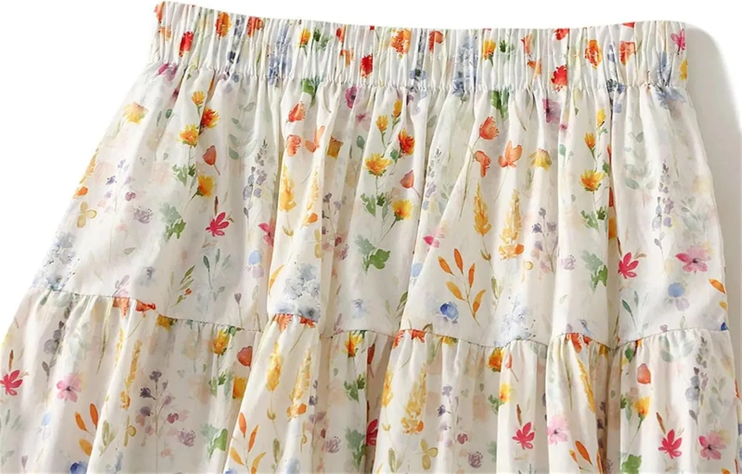 Women's Summer Printed Slim Fit A-Line Skirts High Waisted All Match Midi Length Skirts