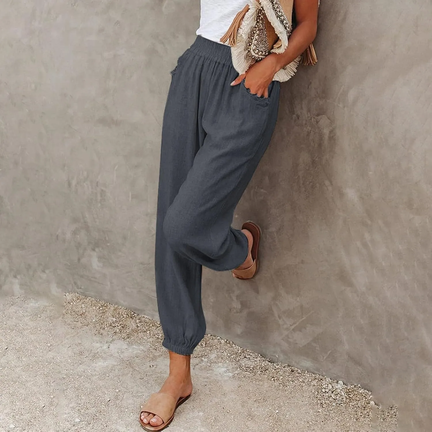 Womens Sweatpants Plus Size Baggy High Waisted Oversized Causal Graphic Cinch Bottom Joggers Sweat Pants Pocketed