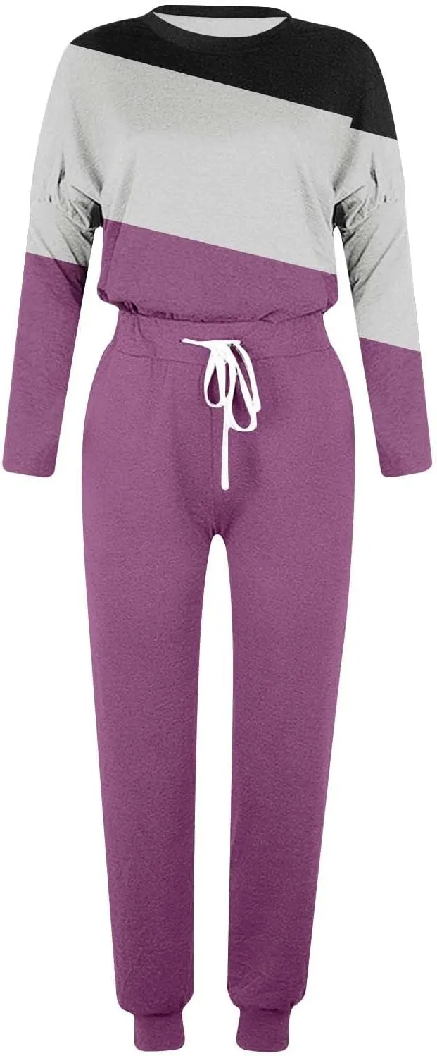 Womens Sweatsuits 2 Piece Set Sleeve Crewneck Pullover Tops and Long Pants Tracksuit Sweatsuits with Sweatpants