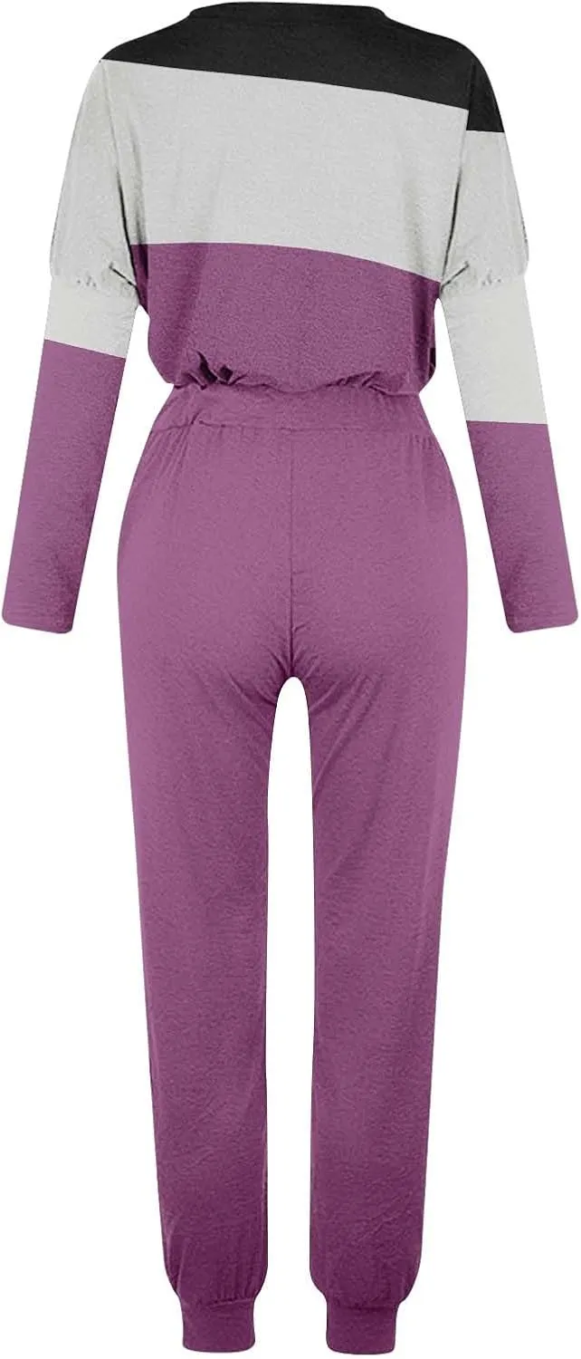 Womens Sweatsuits 2 Piece Set Sleeve Crewneck Pullover Tops and Long Pants Tracksuit Sweatsuits with Sweatpants