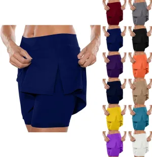 Women's Tennis Skirt Shorts Side Slit Casual High Waisted Golf Skorts with Pockets, Summer Workout Athletic Outfits