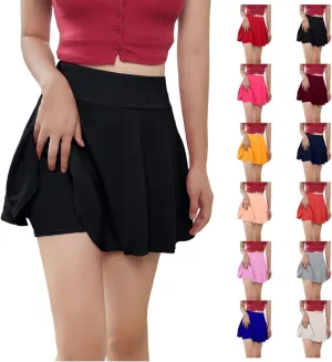 Womens Tennis Skirts with Shorts Pleated Athletic Skorts with Pocket High Waisted Golf Skort for Workout Pickleball
