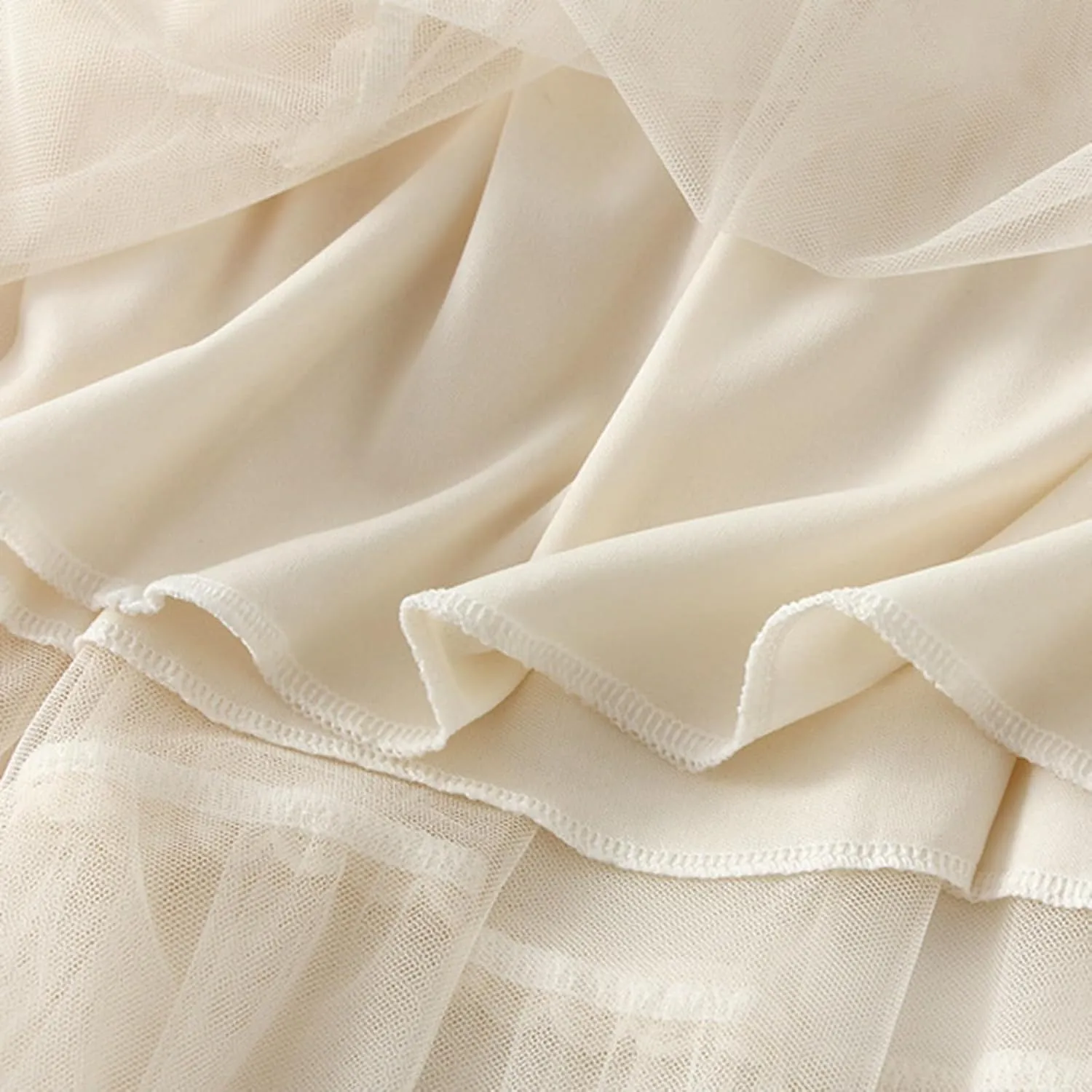 Women's Tulle Skirt Fairy Elastic Waist Layered A-Line Midi Ruffle Mesh Skirt Long Skirt