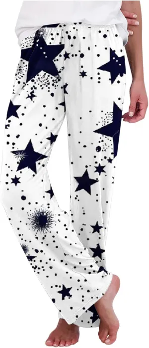 Womens Ultra-Soft Comfy Lounge Pants Loose Elastic Waist Pajamas Bottoms Stretch Funny Graphic Printed Sleepwear