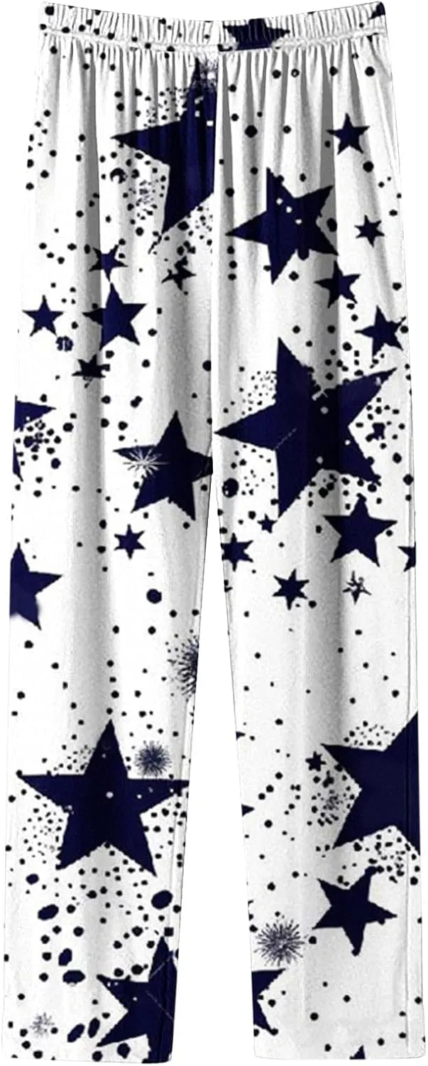 Womens Ultra-Soft Comfy Lounge Pants Loose Elastic Waist Pajamas Bottoms Stretch Funny Graphic Printed Sleepwear
