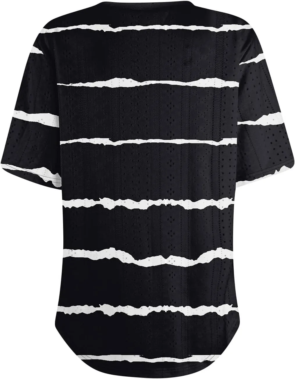 Womens V Neck Short Sleeve T Shirts 2025 Gradient Striped Print Casual Tops Loose Fit Basic Tees with Curved Hem
