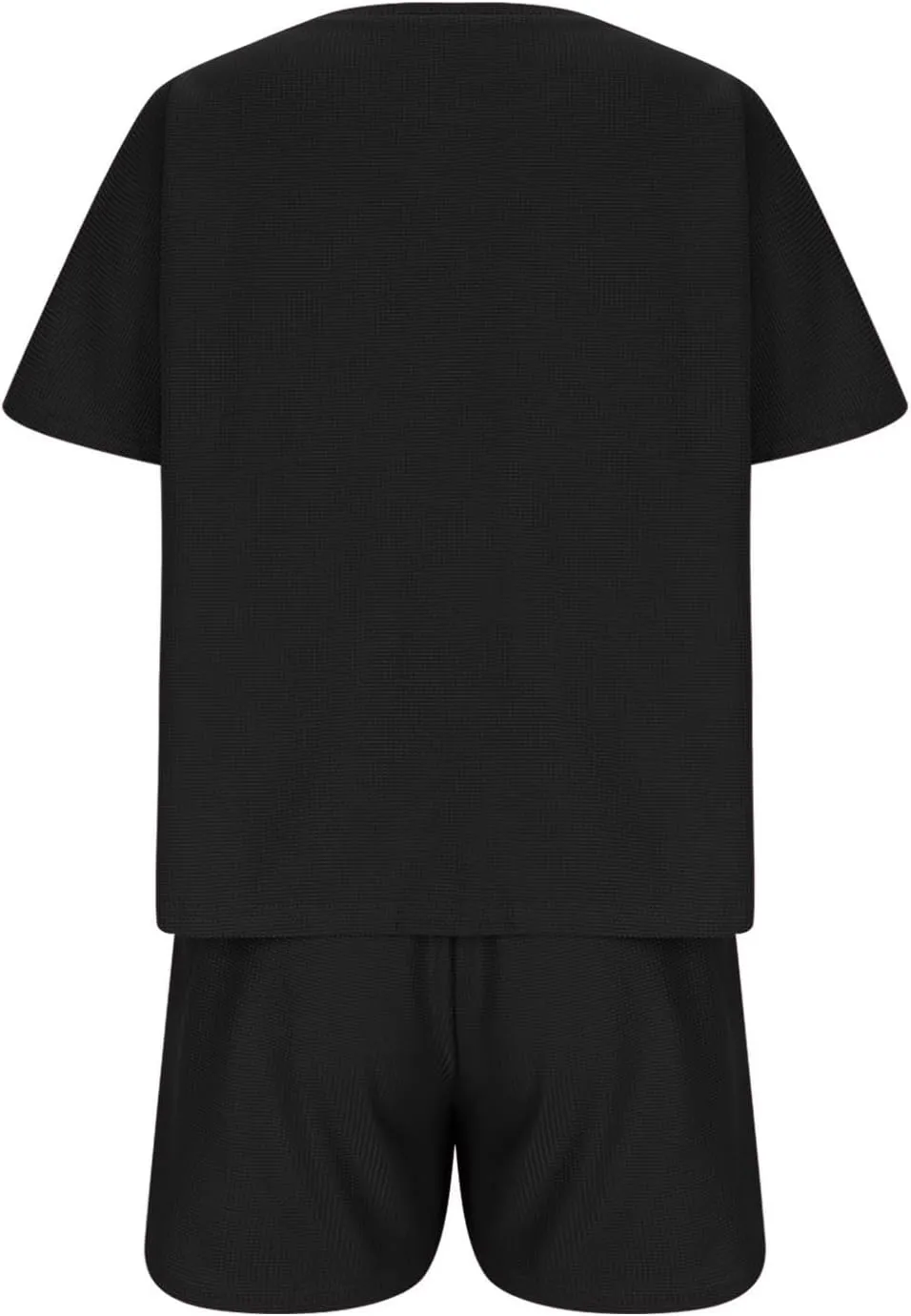Womens Waffle Knit Pajama Sets Short Sleeve Top and Shorts Matching Lounge Set Loungewear Sweatsuit with Pockets