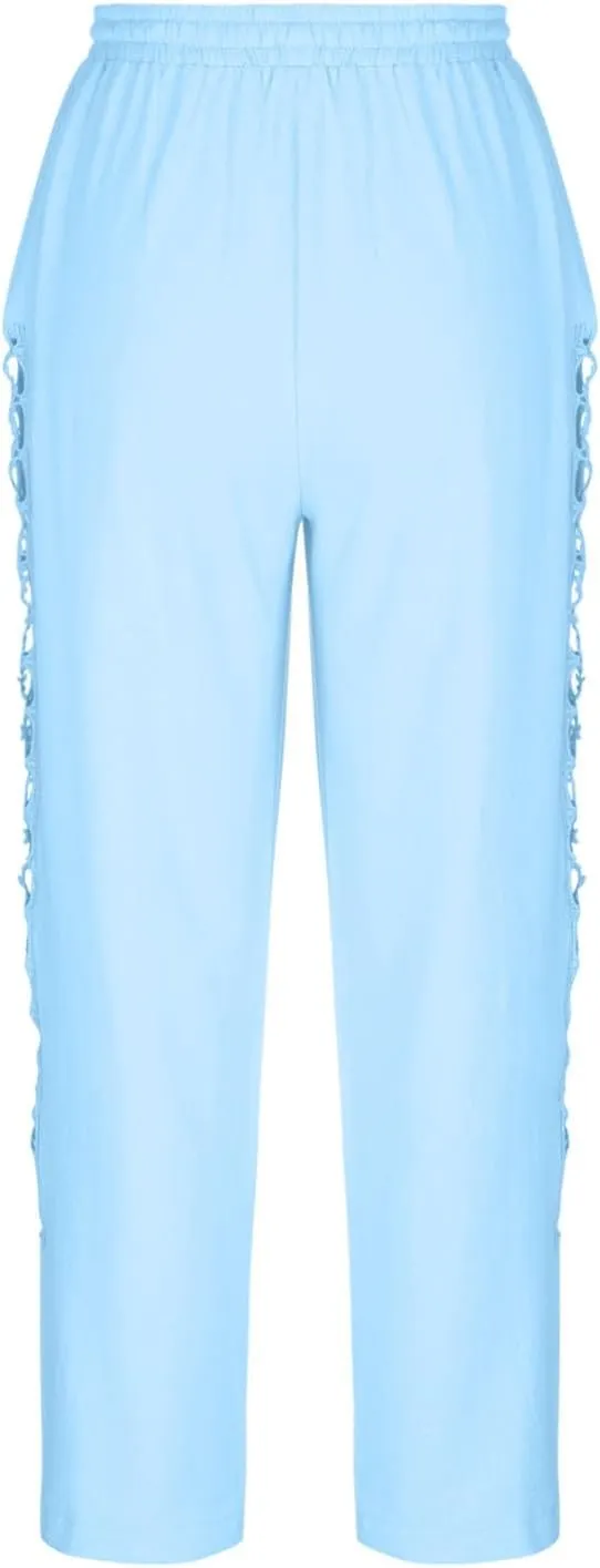 Womens Wide Leg Lounge Pants Cotton Solid Color Drawstring Waist Pants High Rise Drawstring Pants Trendy Capri Pants