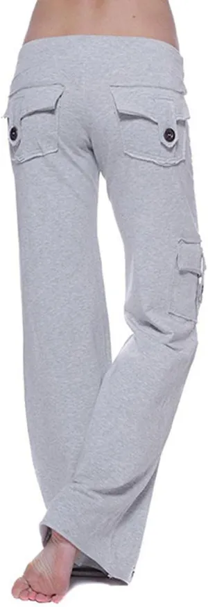 Womens Wide Leg Yoga Pants cargo wide leg pants Plus Size Flare Leggings Baggy Pants Flare Yoga Pants with Pockets