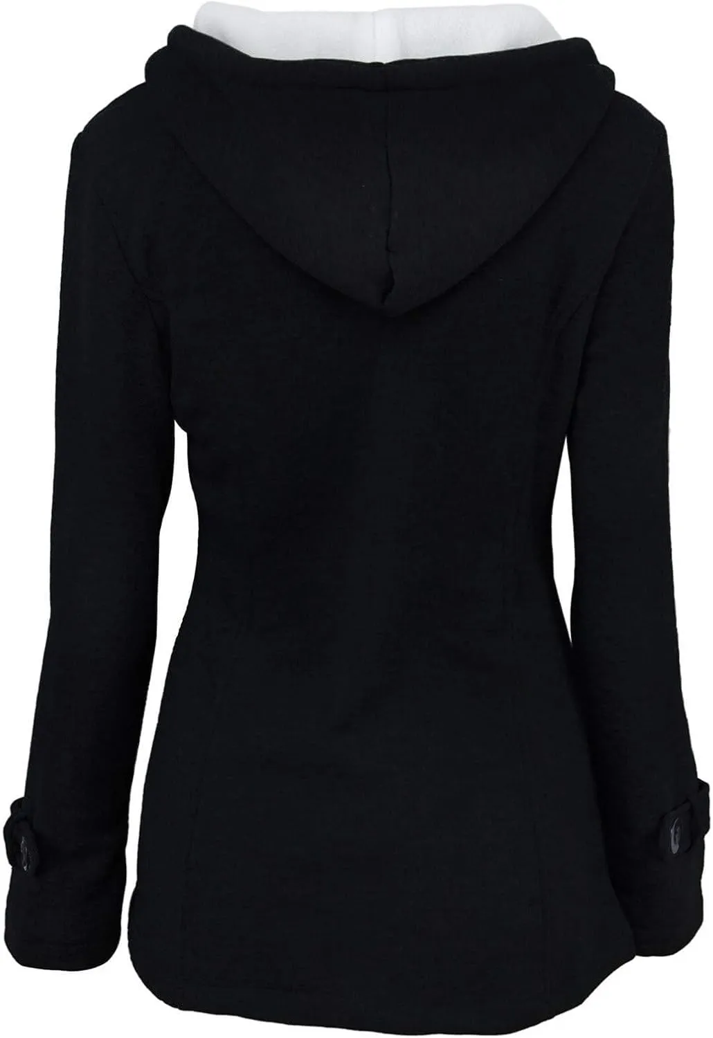 Womens Winter Coats Sherpa Lined Hoodie Jackets Horn Buttons Jacket Fleece Thicken Coat with Hood