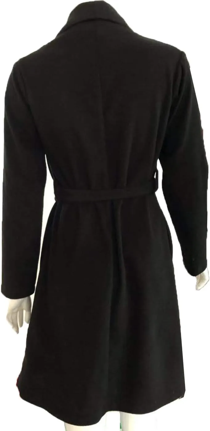 Womens Winter Elegant Pea Coat Open Front Wool Blend Trenchcoat Outerwear