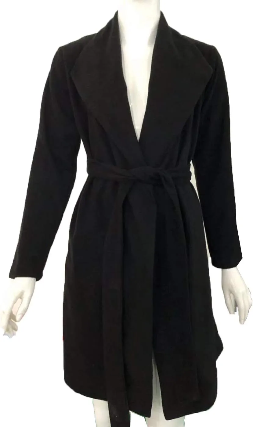 Womens Winter Elegant Pea Coat Open Front Wool Blend Trenchcoat Outerwear
