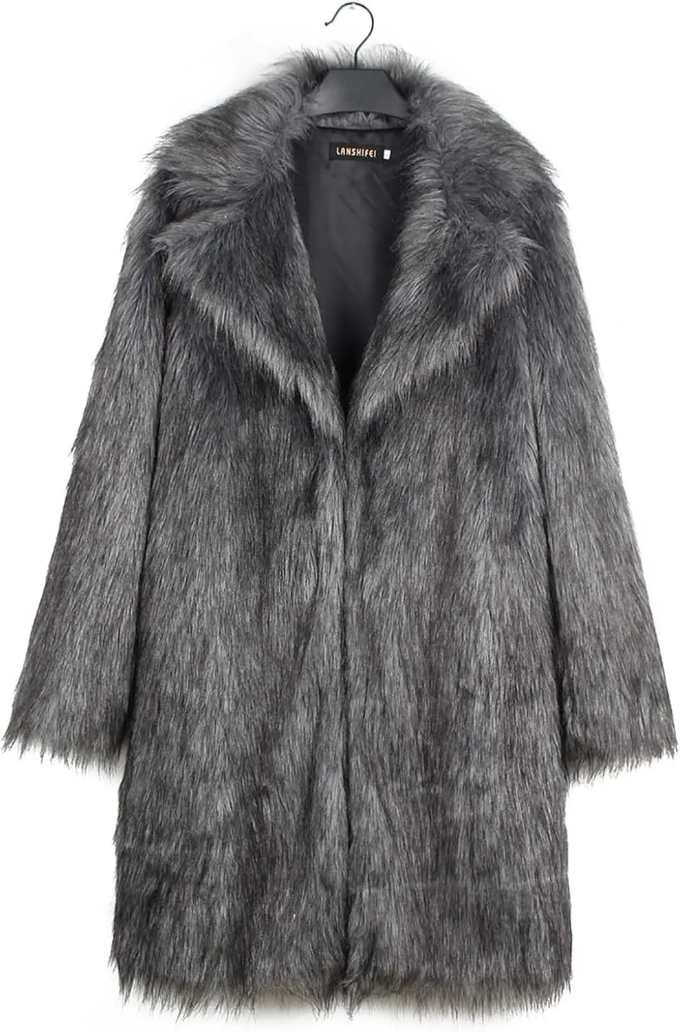 Women's Winter Faux Fur Coats Fuzzy Luxury Faux Fur Mid-Length Jacket Fluffy Thicken Long Sleeve Open Front Cardigan