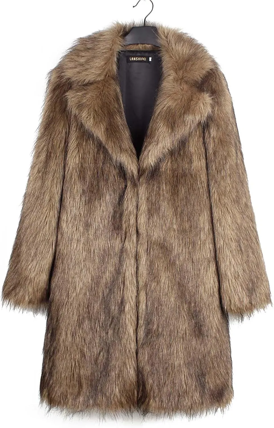 Women's Winter Faux Fur Coats Fuzzy Luxury Faux Fur Mid-Length Jacket Fluffy Thicken Long Sleeve Open Front Cardigan