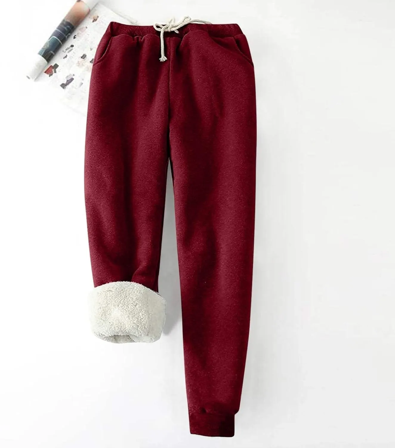Women's Winter Warm Fleece Joggers Pants Thicken Sherpa Lined Athletic Active Sweatpants with Pockets Fashion Outfits