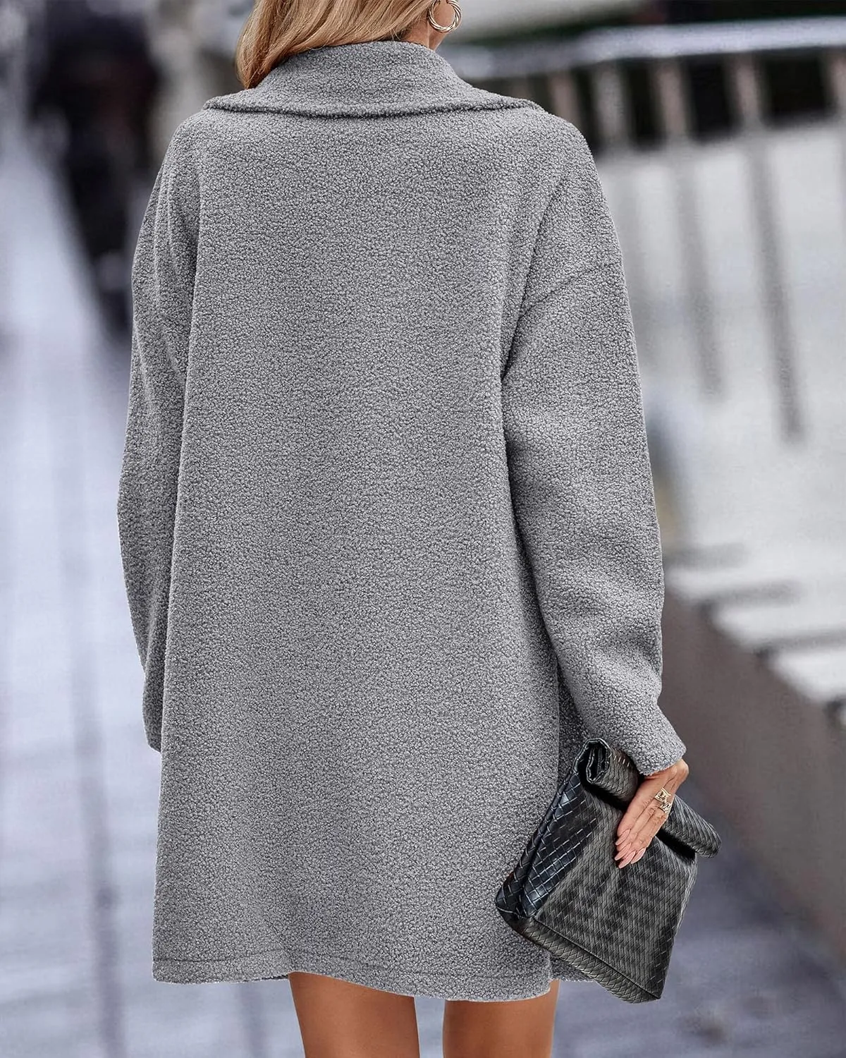 Womens Wool Coat Classic Double Breasted Lapel Collar Pea Coat Mid Long Winter Trench Jackets