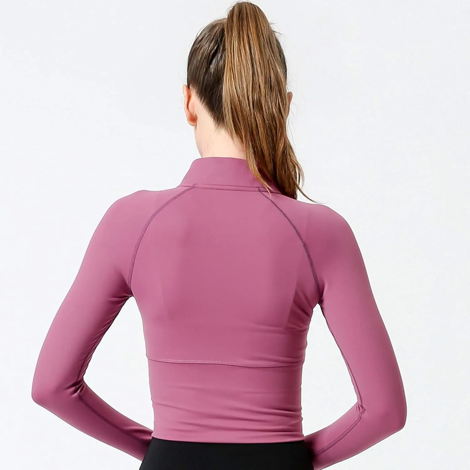 Women's Zip Up Lightweight Workout Athletic Crop Jacket Running Sports Yoga Cropped Top Seamless Fitted Activewear