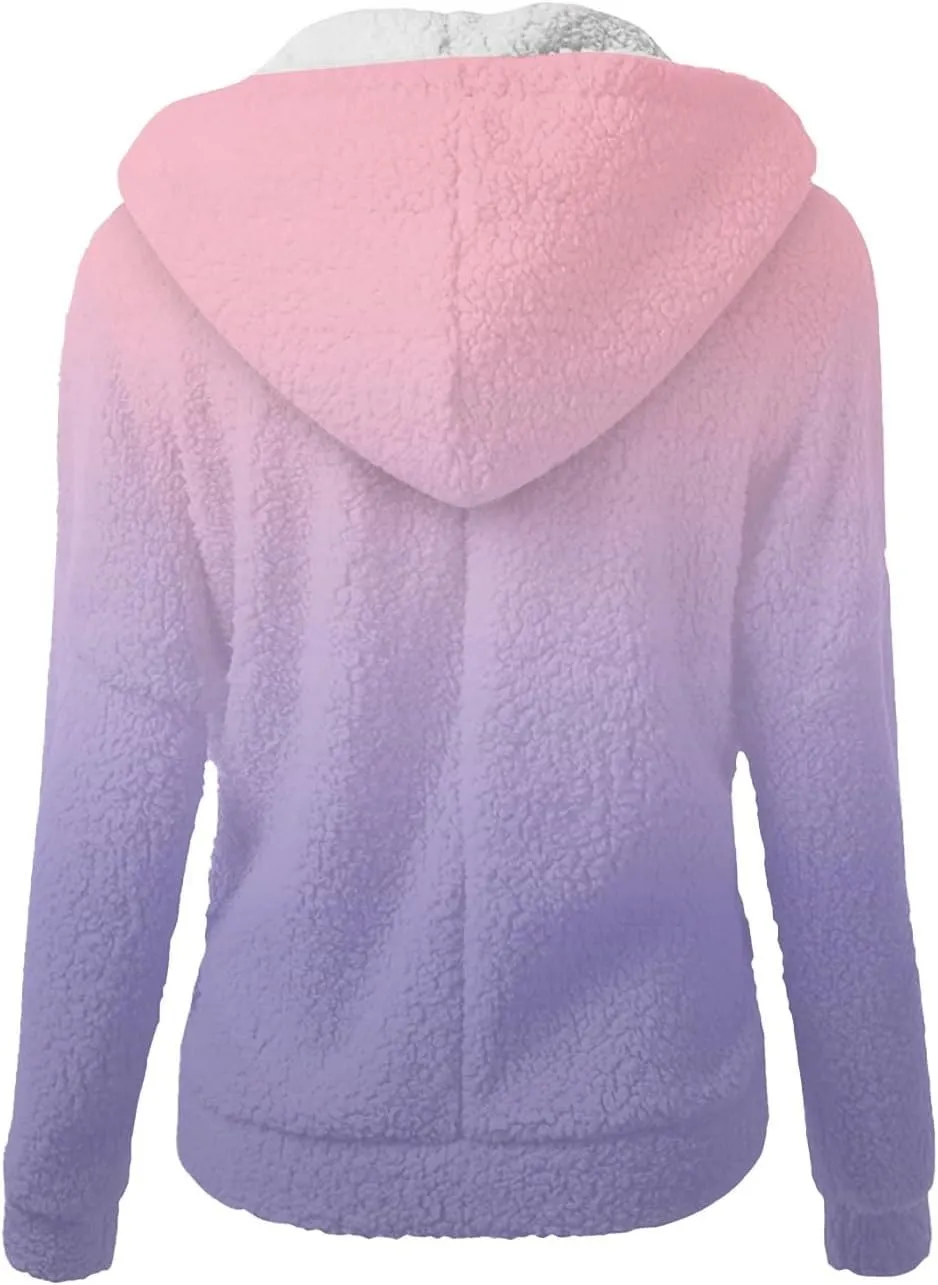 Womens's Winter Fleece Jackets Hood Funny Christmas Fashion Hoodies & Sweatshirts Zip Up Coat Outwear with Pocket
