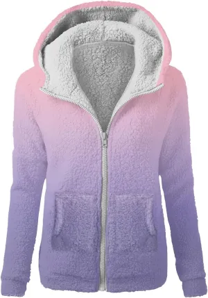 Womens's Winter Fleece Jackets Hood Funny Christmas Fashion Hoodies & Sweatshirts Zip Up Coat Outwear with Pocket