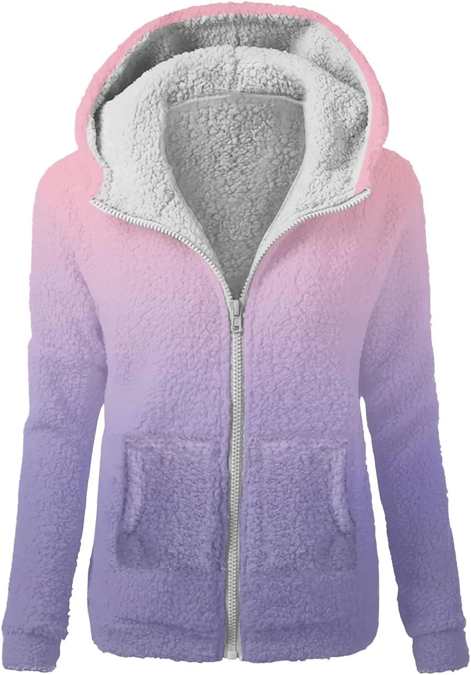 Womens's Winter Fleece Jackets Hood Funny Christmas Fashion Hoodies & Sweatshirts Zip Up Coat Outwear with Pocket
