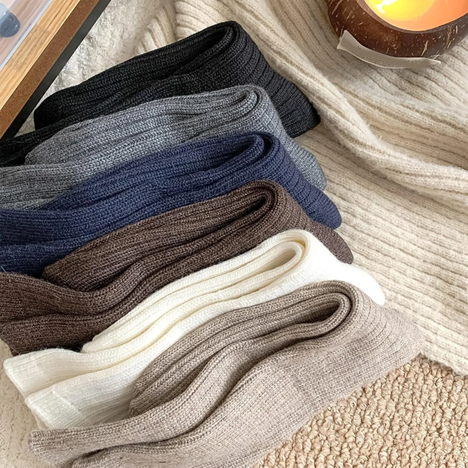 Wool Socks for Men,Thick Winter Hiking Socks,Breathable Warm Crews Socks Dress Socks Business Socks Cotton Ankle