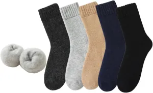 Wool Socks Mens Hiking Socks for Men Thick Winter Fuzzy Thermal Socks 5 Pairs 6-11