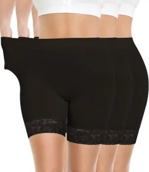Yeblues 3 Pack Lace Slip Shorts for Under Dresses Women Smooth Anti-chafing Boyshorts Seamless Underwear Safety Shorts