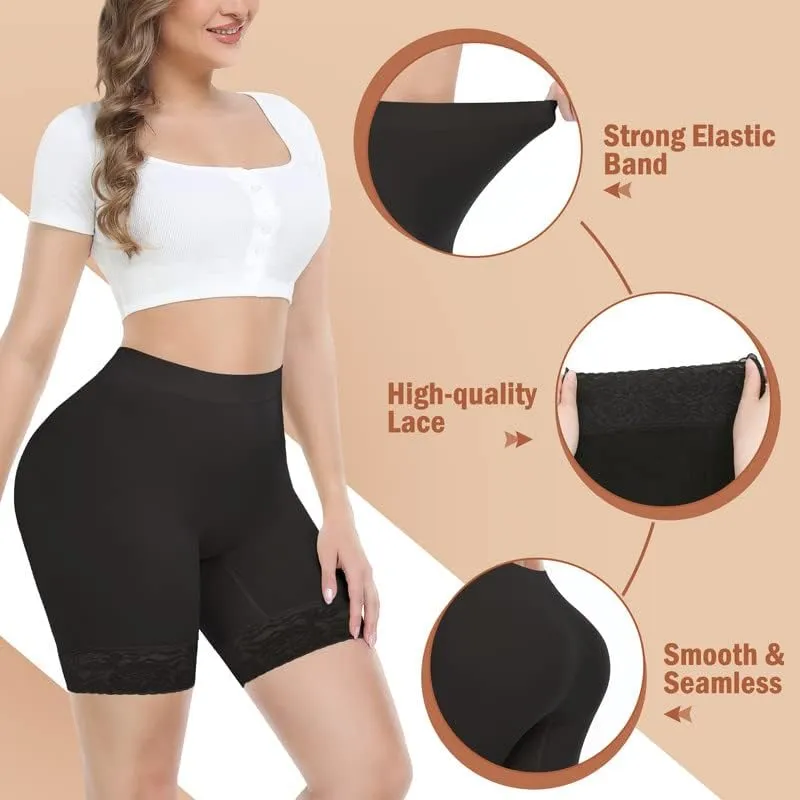 Yeblues 3 Pack Lace Slip Shorts for Under Dresses Women Smooth Anti-chafing Boyshorts Seamless Underwear Safety Shorts