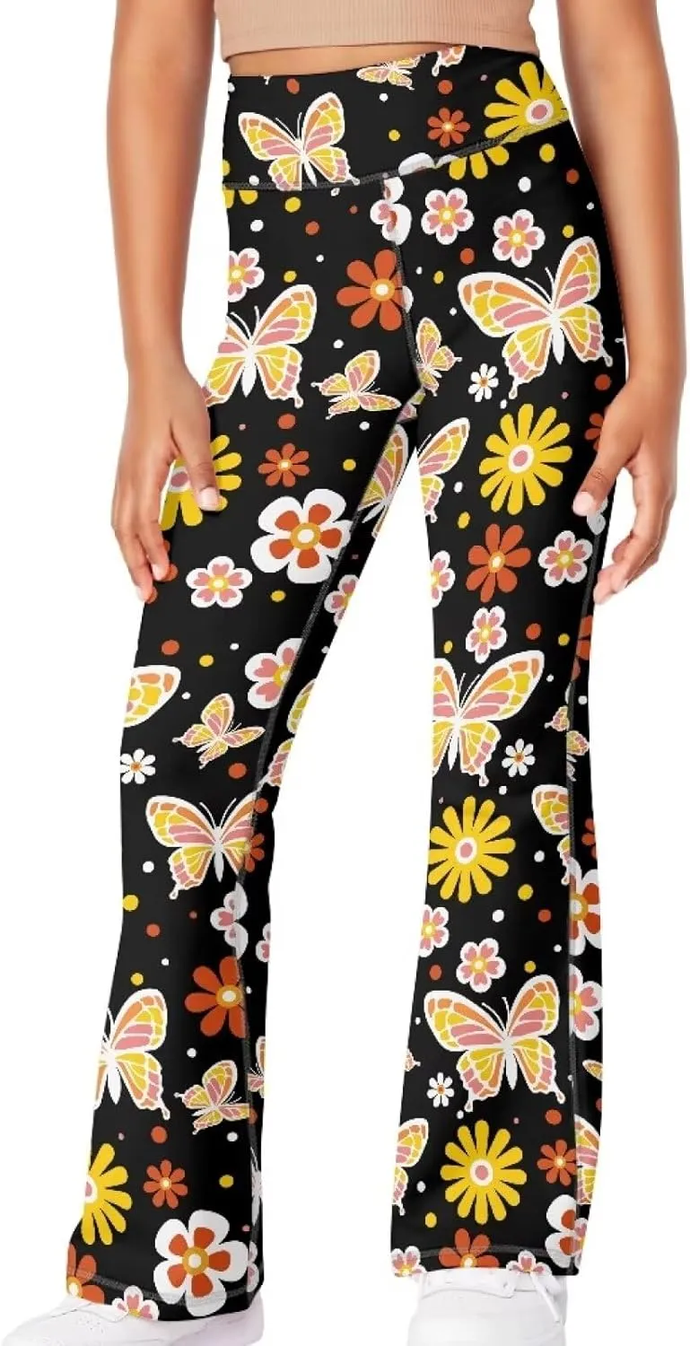 YEXIATODO Girls Wide Leg Yoga Pants Athletic Leggings 5-14 High Waisted Yoga Pants Yoga Active Leggings Tights Pants