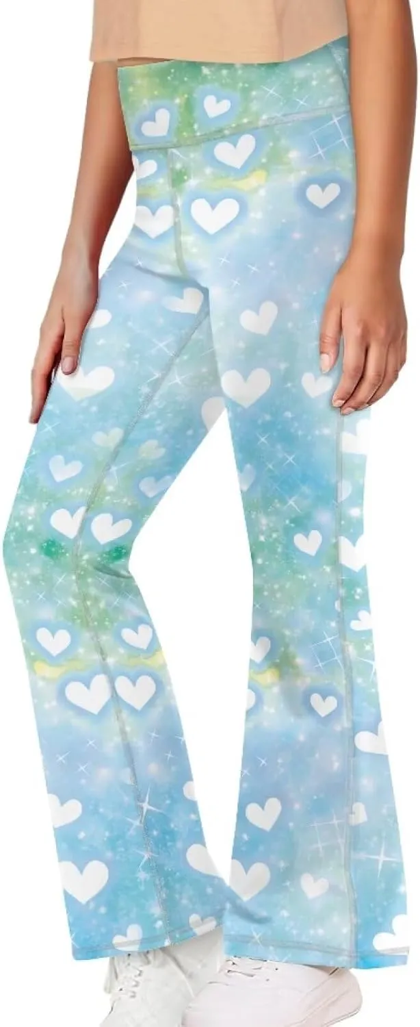 YEXIATODO Girls Wide Leg Yoga Pants Athletic Leggings 5-14 High Waisted Yoga Pants Yoga Active Leggings Tights Pants